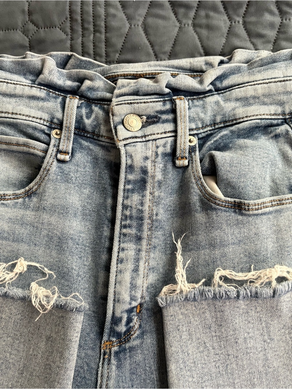 Abercrombie & Fitch Light Blue High-Rise Distressed Jeans